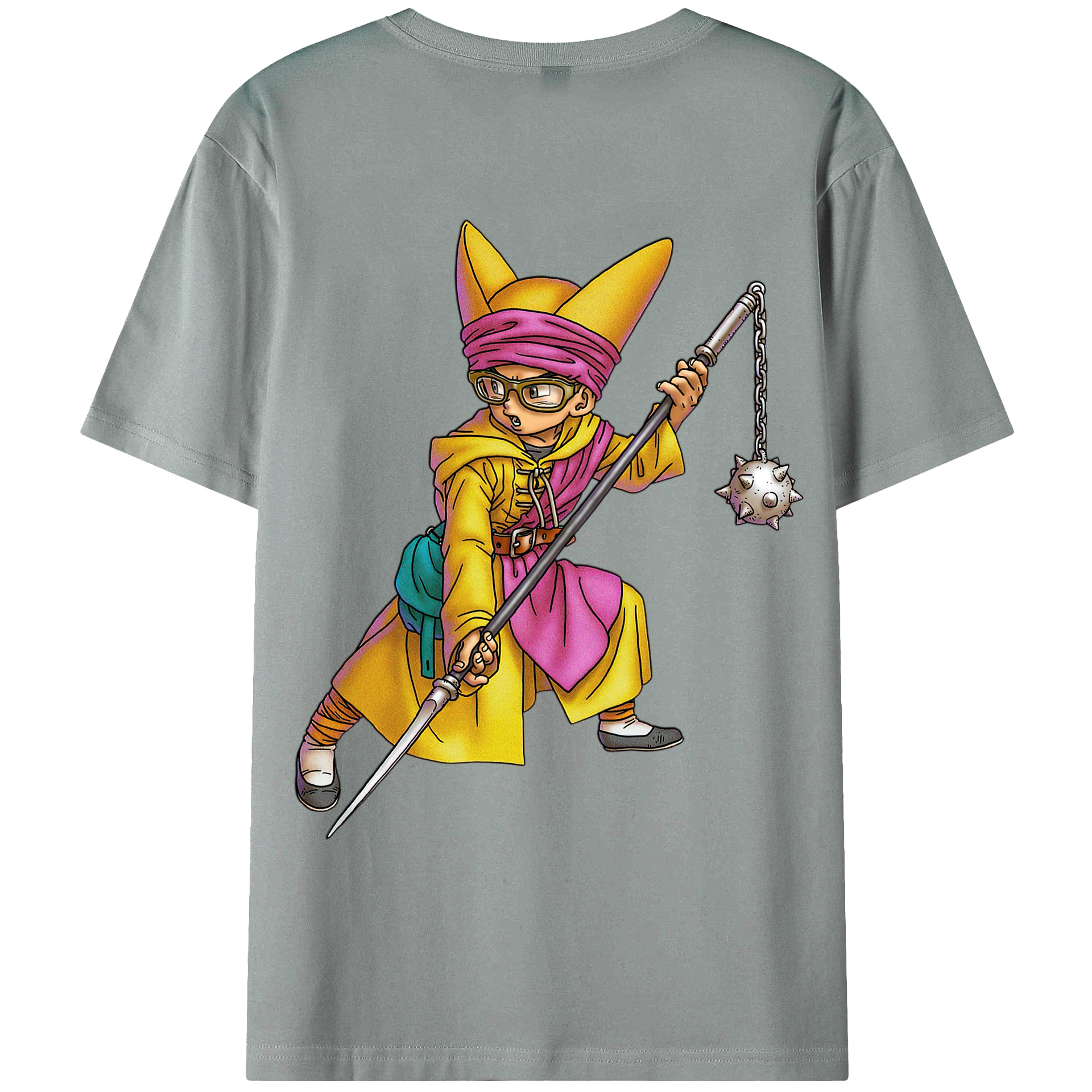 （画像用） ドラゴンクエスト Doragon Kuesuto Dragon Quest 綿100％ メンズ半袖Tシャツ（バックプリント） 通気性